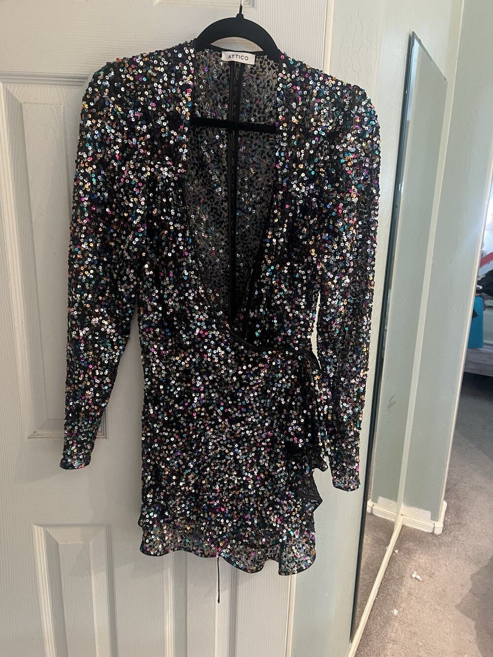 Atico Sequin Wrap Dress 44